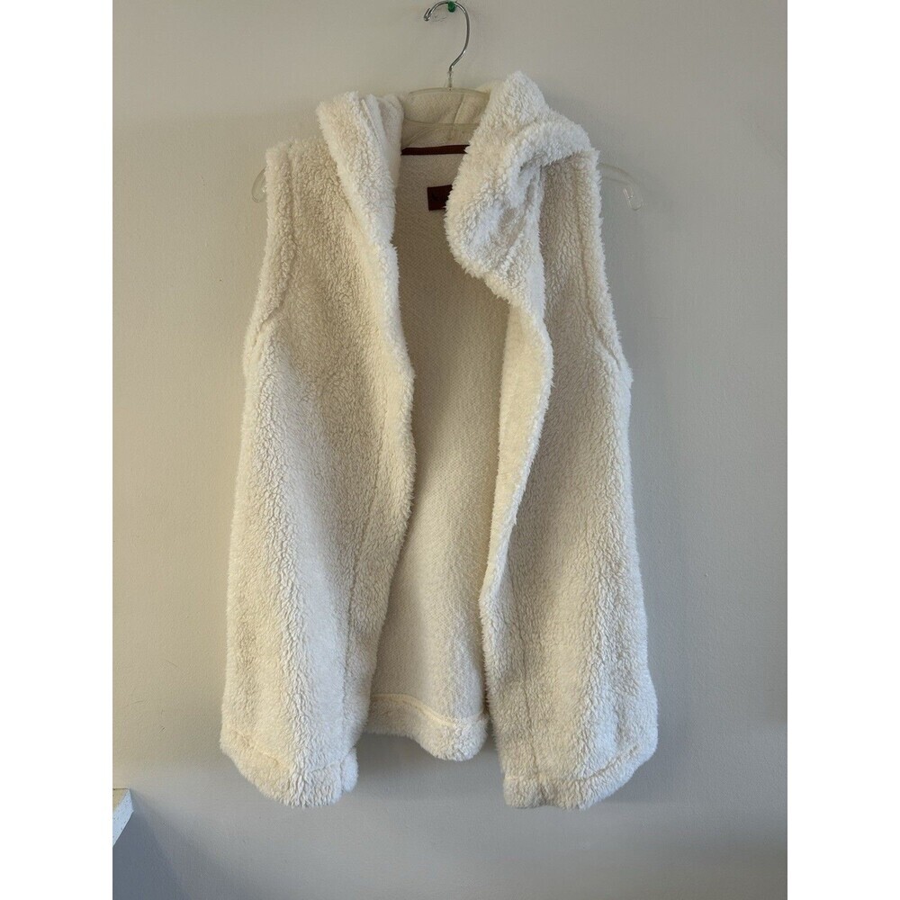 Koolaburra by UGG Women's XS Cozy Sherpa Hooded Vest Ivory Mid Length Open